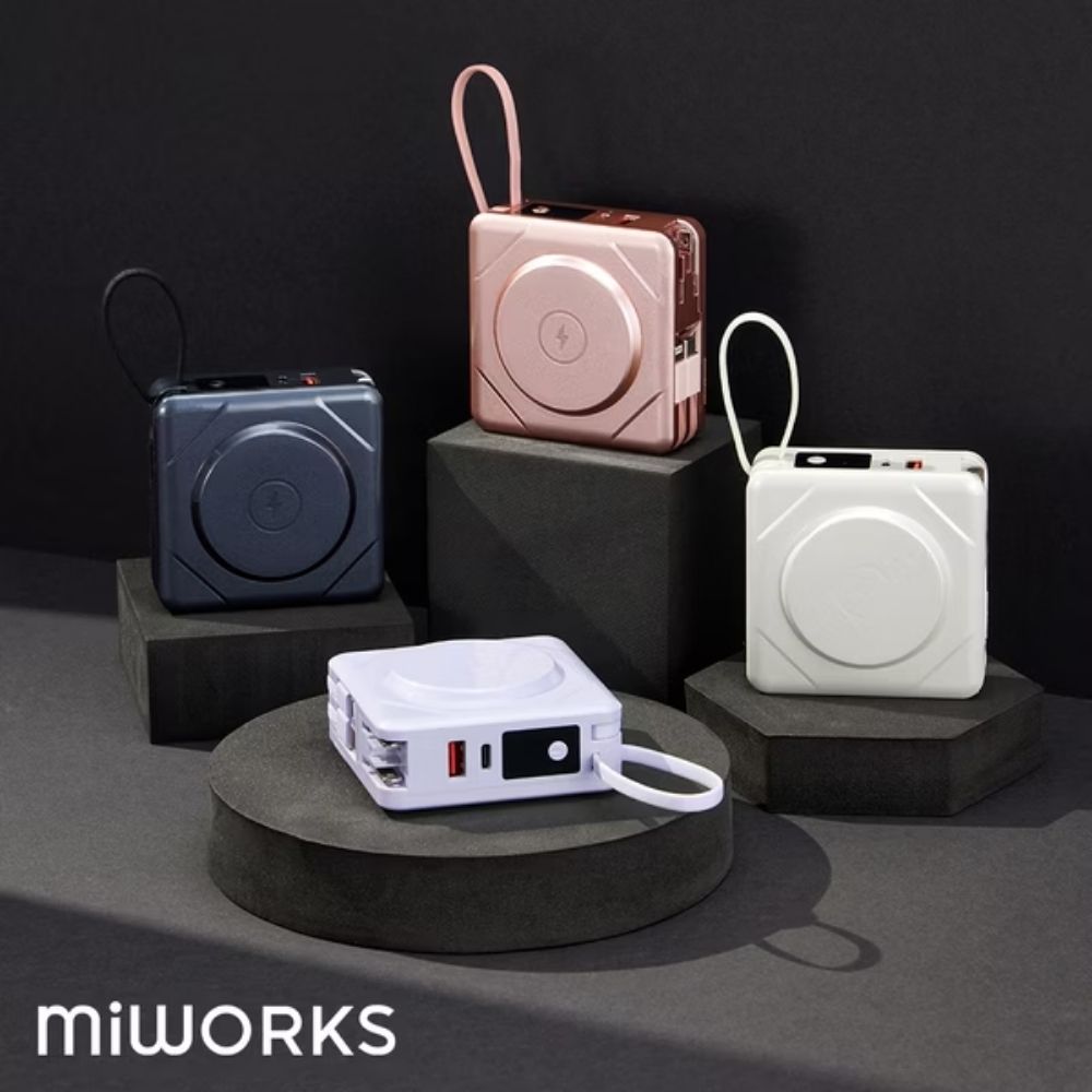 Miworks 米沃 七合一 無線磁吸快充行動電源PRO 10000mAh 22.5W (37Wh)