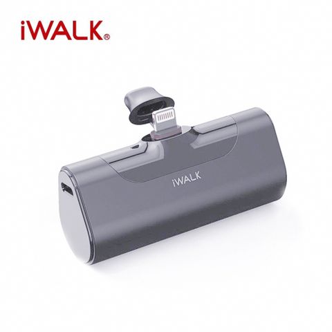 iWALK 愛沃可 Lightning 四代 4500mAh 直插式口袋電源 行動電源(蘋果專用)-燎原灰