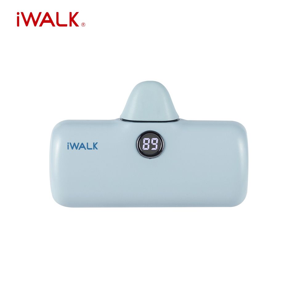 iWALK 愛沃可 Pro 五代 Lightning 快充數顯版 直插式口袋電源 行動電源 4800mAh(Lightning接頭專用)-寶寶藍