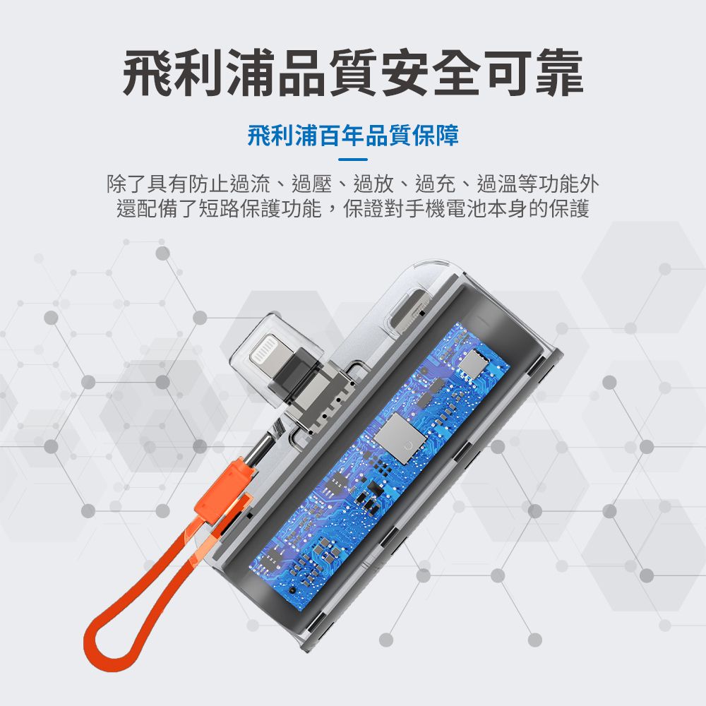 PHILIPS 飛利浦  4900mAh 直插式口袋行動電源10W Lightning DLP2550V