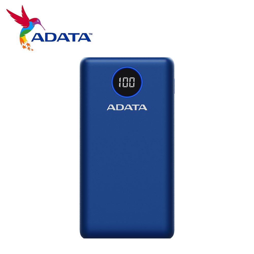 ADATA 威剛  P20000QCD 數位顯示電量20000mAh 快充行動電源 (藍色)