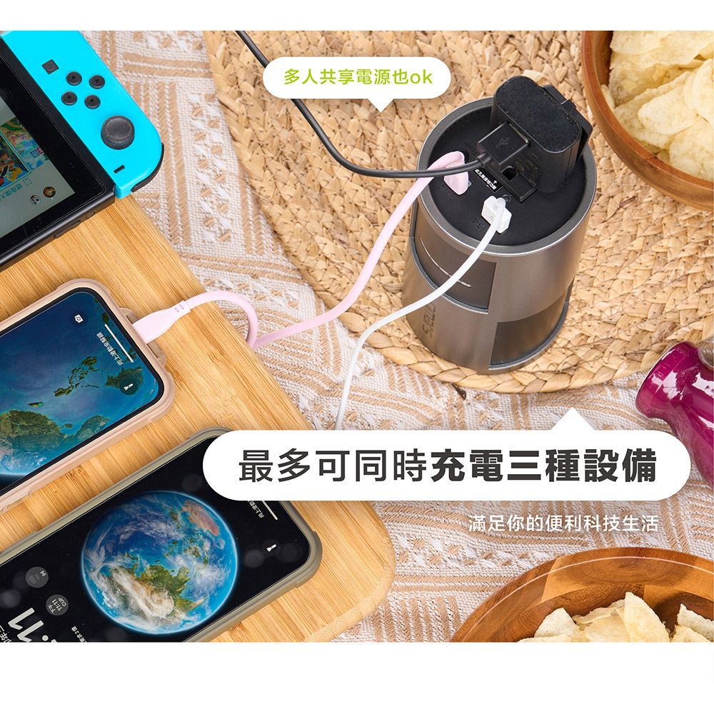 2向上解鎖最多可同時充電三種設備滿足你的便利科技生活多人共享電源也ok