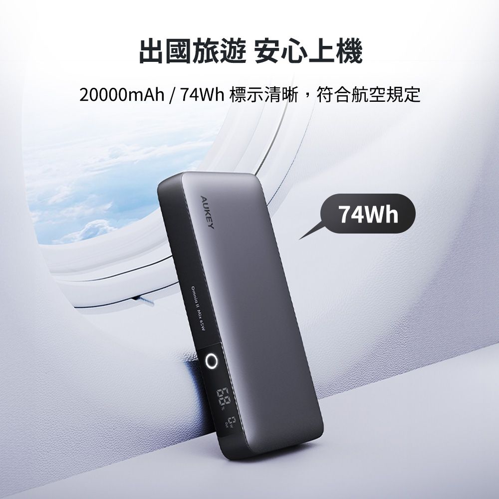 AUKEY Sprint X 20000mAh PB-Y43 65W PD快充筆電行動電源 勁量電力 續航不斷  (74Wh) 可上飛機