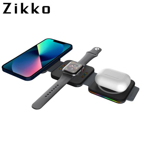 Zikko 即刻 五合一摺疊夾心無線充電座_黑