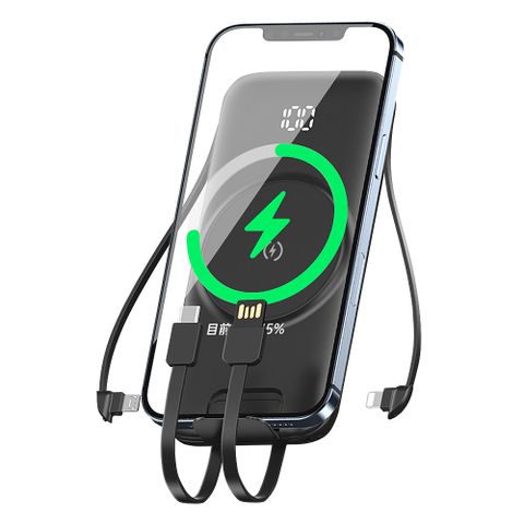 ONAIR 10000型 自帶線磁吸式無線充線行動電源+支架 (支援Magsafe)