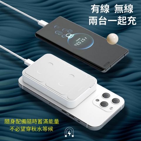 透明工業風 無線磁吸式MagSafe快充行動電源(磁吸式支架設計)