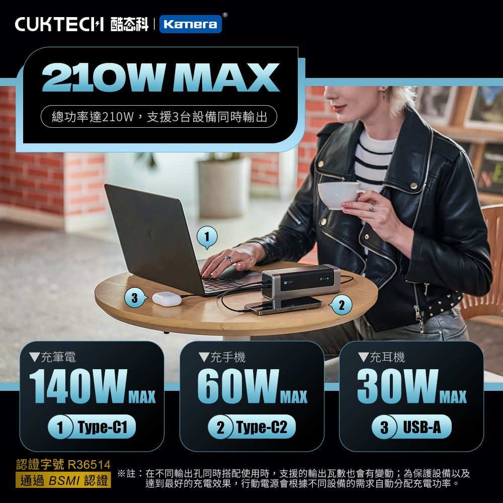 CUKTECH 酷態科 20號 P23 25000mAh 210W 2C1A三孔 大容量行動電源 數據清晰可充筆電