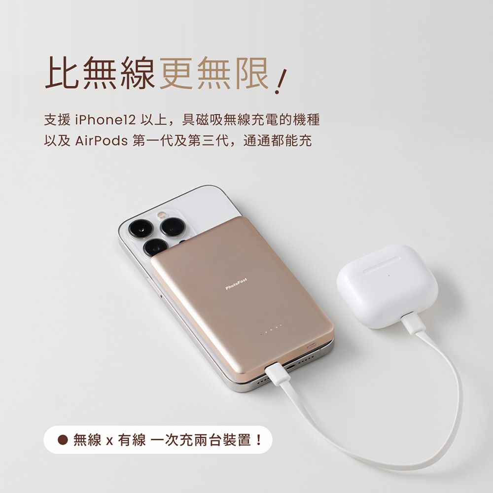 PhotoFast Mag Slim 超薄磁吸無線行動電源10000mAh (有標示Wh)