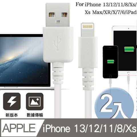 HANG For iphone 11/12/13/Xs/Xs Max/i8/XR/X/ipad Air/ipad Pro USB傳輸充電線(最新版2入)