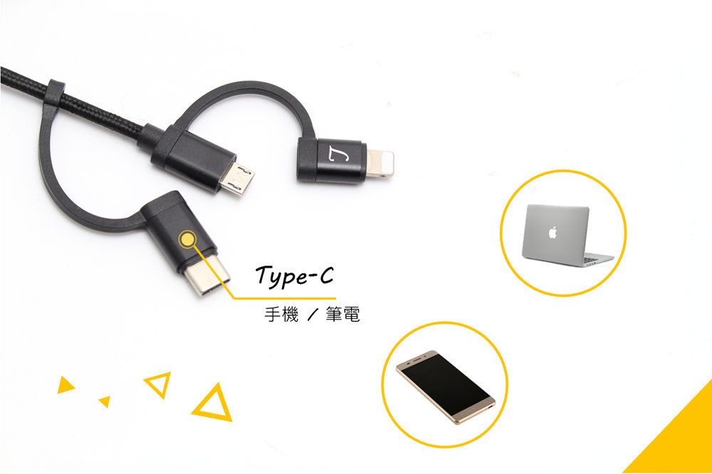 LTNLab MFI原廠認證Lightning/Type C /Micro USB 三合一快速充電傳輸線