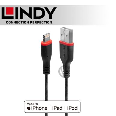 Apple 蘋果 LINDY 林帝 強韌系列 認證 Lightning (8pin) 轉 USB 傳輸線 1m (31291)