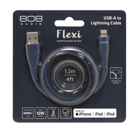 Apple 蘋果 【808 Audio】FLEXI系列 Lightning高速充電傳輸線1.2m-Verse 7686U(海軍藍)