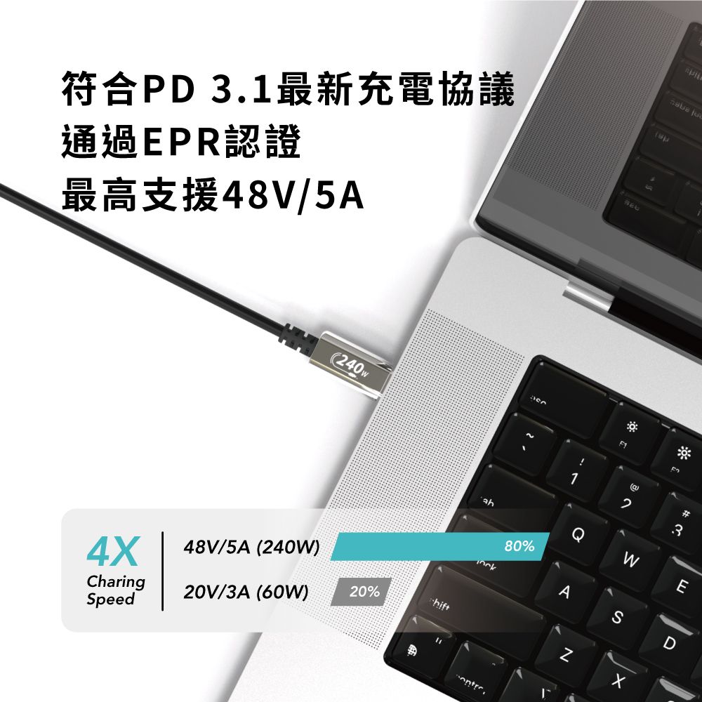 Avier Uni Line PD3.1 240W USB-C 高速充電傳輸線 2M