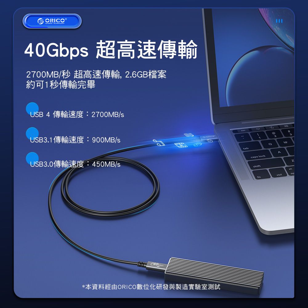 ORICO  USB 4.0超高速傳輸充電線80cm  U4A08-BK-BP