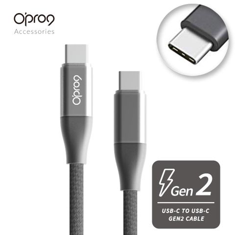 【Opro9】 USB-C TO USB-C Gen2 Cable 高速傳輸快充線 ▼保固5年!! 支援影像、資料傳輸與快充三合一▼