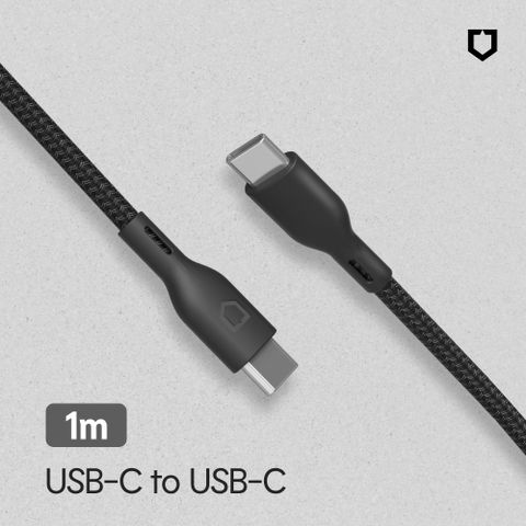 RHINOSHIELD 犀牛盾 USB-C to USB-C 黑色編織傳輸充電線 1公尺