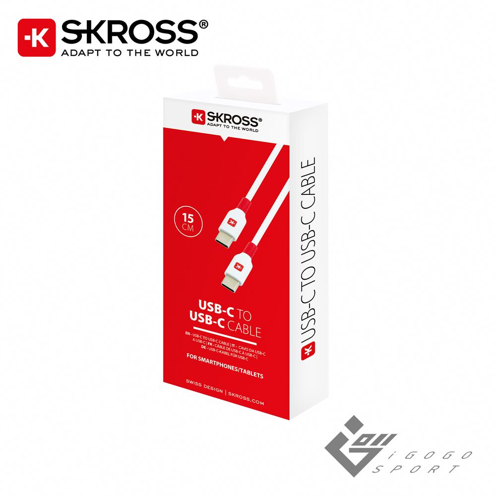 Skross 瑞士 Type-C to Type-C 傳輸充電線 15cm