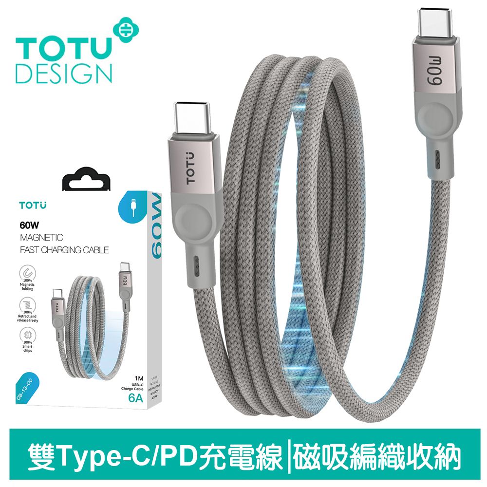 TOTU PD Type-C TO Type-C 充電線傳輸線編織線快充線 CB-13系列 1M 拓途 支援iPhone15系列