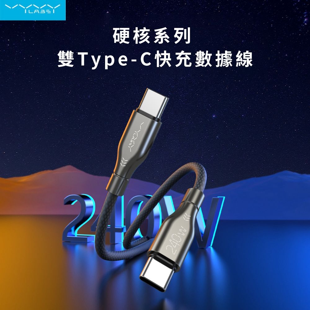 Vyvylabs 硬核系列 雙Type-C快充數據線 深空灰2米