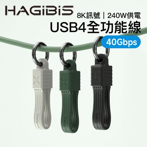 HAGiBiS 海備思 USB4全功能線便攜收納掛飾125MM240W充電 40G傳輸 8K投影