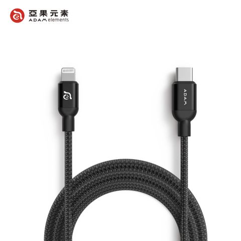 Adam 亞果元素 PeAk II USB-C to Lightning Cable C300B 金屬編織傳輸線 黑