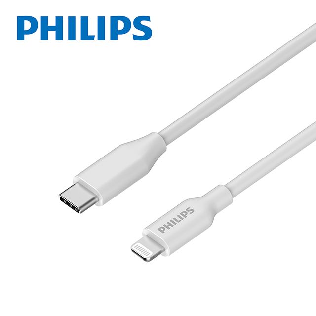 PHILIPS 飛利浦   Type-C to Lightning手機充電線1m DLC4549V/白