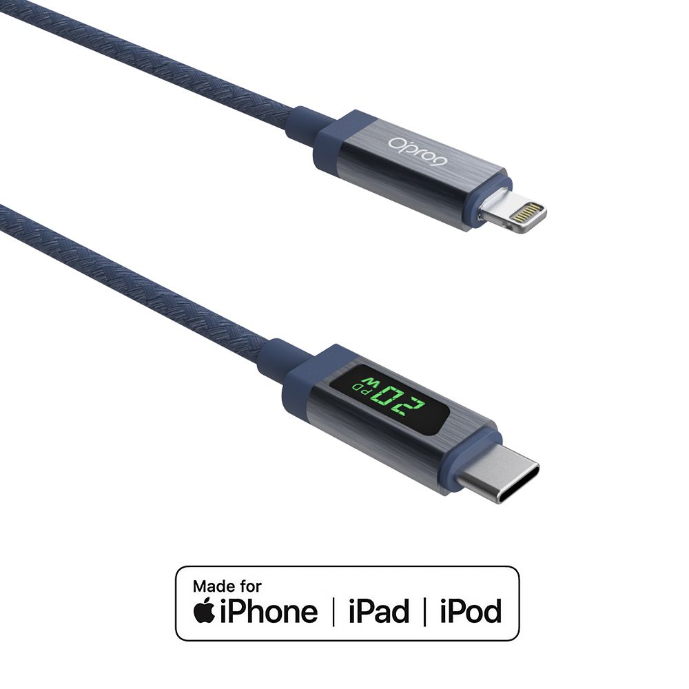 Opro9 領先通過Apple MFi認證  Lightning功率顯示充電線