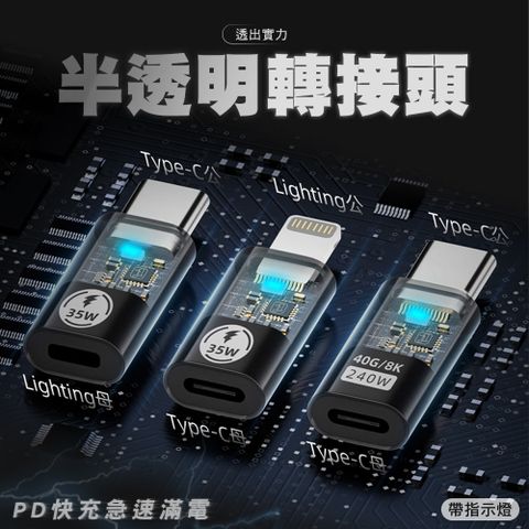 SHOWHAN 40Gbps 240W Type-C 半透明轉接頭 帶指示燈 適用iPhone 15