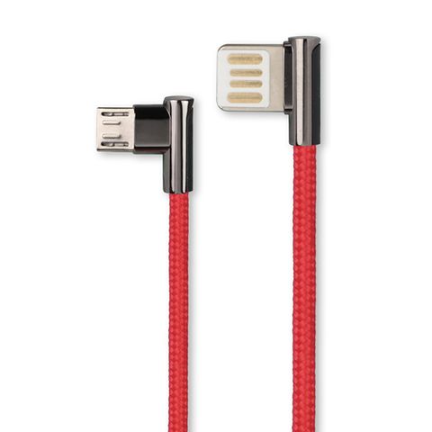 KINYO 1M_MicroUSB雙面插彎頭鋅合金充電傳輸線 USB-B21