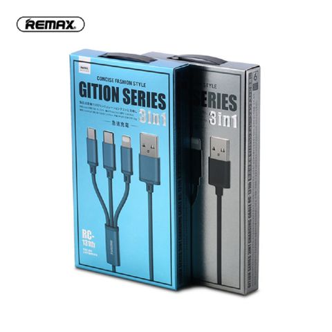 2.8A快速充電線 Remax睿量RC131th【3合1傳輸線】 適用 USB 蘋果 TypeC MicroUSB