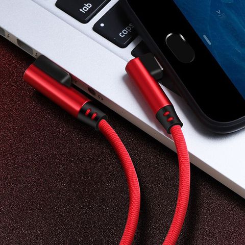 安卓彎頭傳輸充電線Micro USB 100cm 紅色