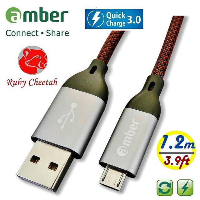 Amber 崴寶 【京徹】 極強韌QC 3.0【micro USB】30V/3A快速充電線搭配強韌耐磨的PET編織線抗拉扯-120公分