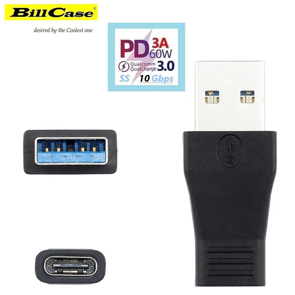 Bill Case   2021 GaN n Roses 全新 黑霸10 Gbps 終極多功 Type-C 轉 USB 3.1 輕量閃充轉接頭  USB-IF 認證專業製造商