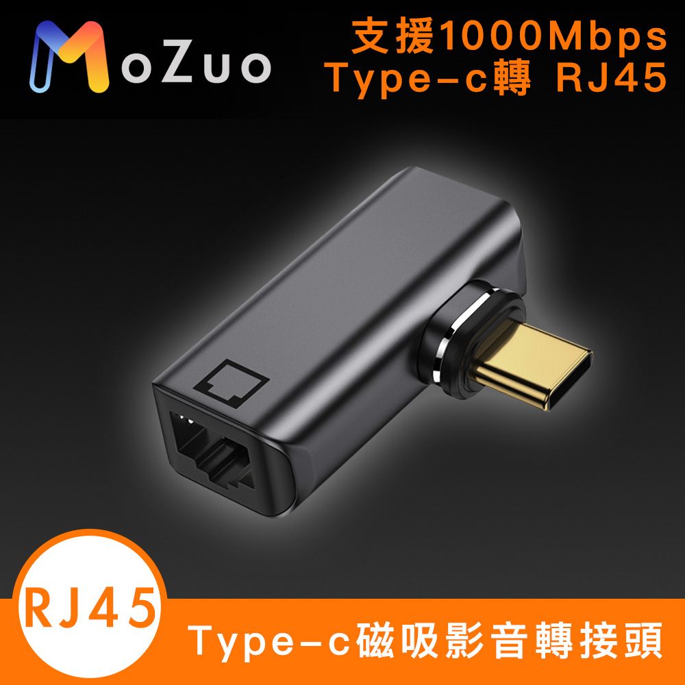 MoZuo 魔宙 Type-c轉 RJ45千兆1000Mbps 磁吸網路轉接頭