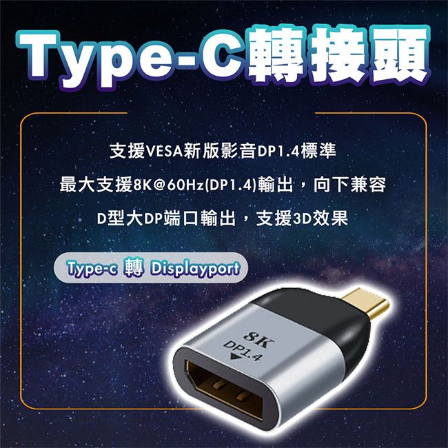 MoZuo 魔宙 支援VESA新版1.4標準 8K巨幕視覺體驗Type-c 轉 Displayport 8K 60Hz 1.4版高清影音轉接頭