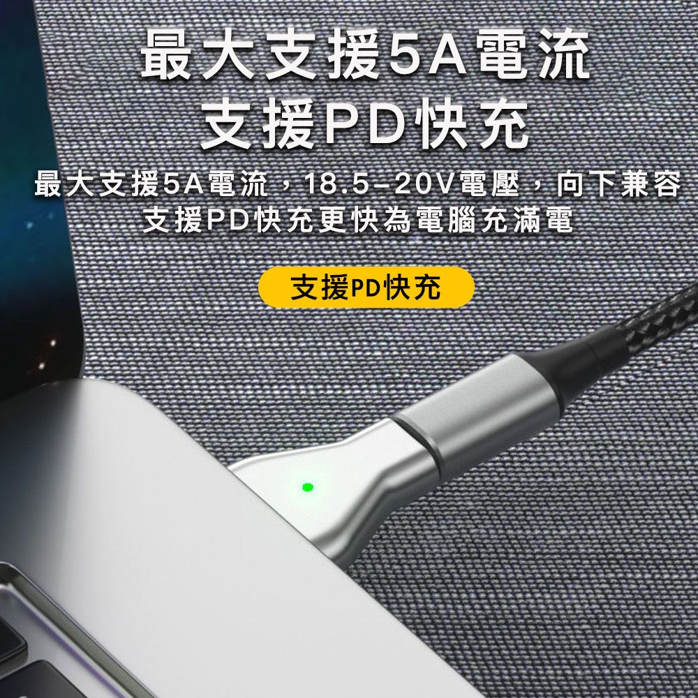 MoZuo 魔宙 Magsafe 2規格 一秒智能磁吸Type-c 轉 Magsafe 2規格 5A 20V PD誘騙磁吸充電轉接頭