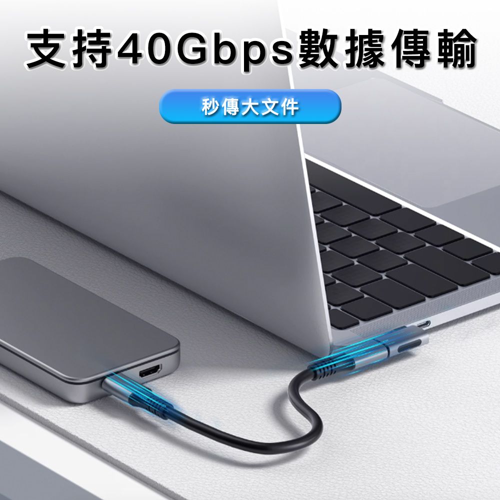 HAGiBiS 海備思  USB4 40Gbps Type-C公對母鋁合金轉接頭 中彎頭