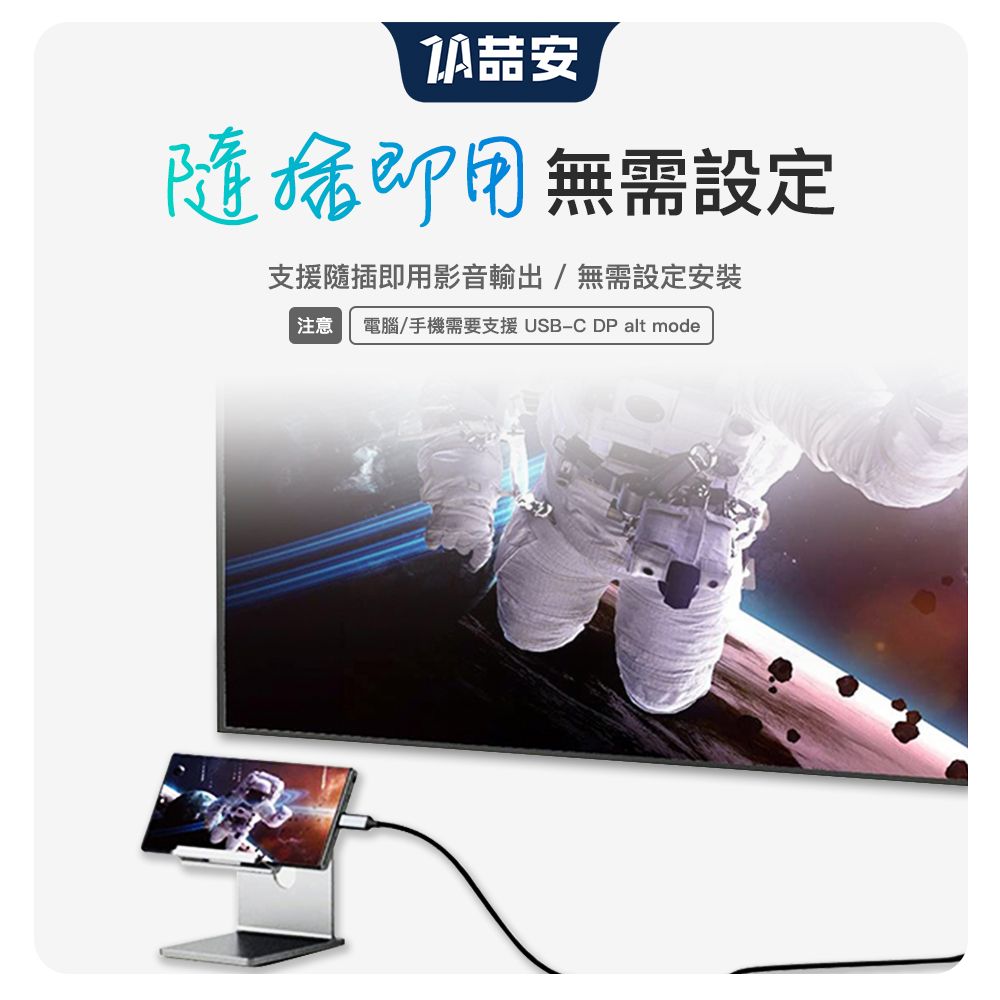 ZA 喆安 Type-C轉HDMI 4K投影傳輸線 支援USB Type-C to HDMI投影 適用iPhone16 15/MacBook/iPad/手機/平板/筆電