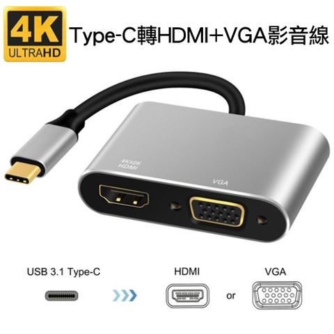 USB-C Type-C轉HDMI+VGA數位影音轉接線 hub轉接器USB-C 3.1 介面接口設備系列適用 蘋果APPLE SAMSUNG LG SONY HTC TYPE-C接口手機平板筆電適用