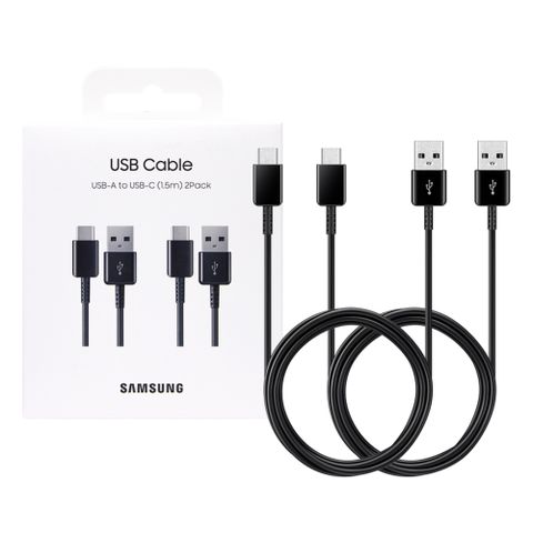 Samsung 三星 原廠USB Type-C 傳輸線(2入) 新款黑 (公司貨-盒裝)