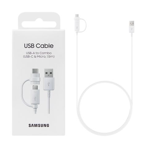 SAMSUNG 三星 原廠二合一傳輸線(Type C &amp; Micro USB) 白色 (公司貨-盒裝)