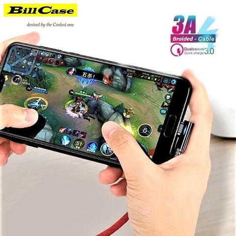 Bill Case 2020   全新高階 LED 燈 Type-C 二刀流 90度 L型 QC 3.0 閃充傳輸線 -  100公分  紅海