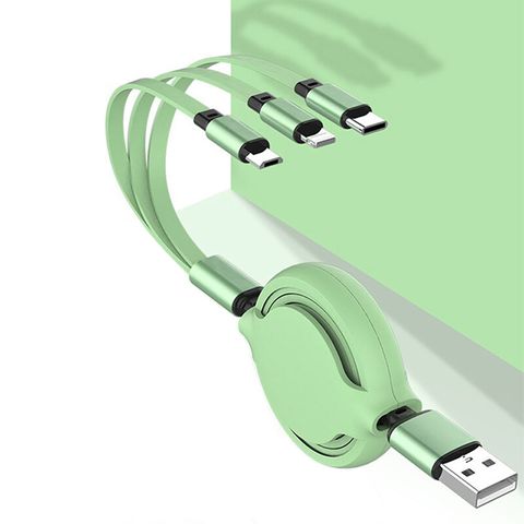 液態矽膠 Lightning MicroUSB Type-C 三合一伸縮 一拖三充電線 Apple Andriod快充線