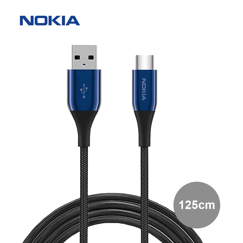 Nokia 諾基亞   經典極速充電線 海軍藍Type C 125CM 2A P8200A BU