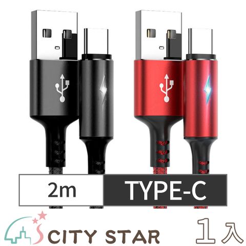 CITY STAR TYPE-C智能快充保護手機不發熱充電線2色(2m)