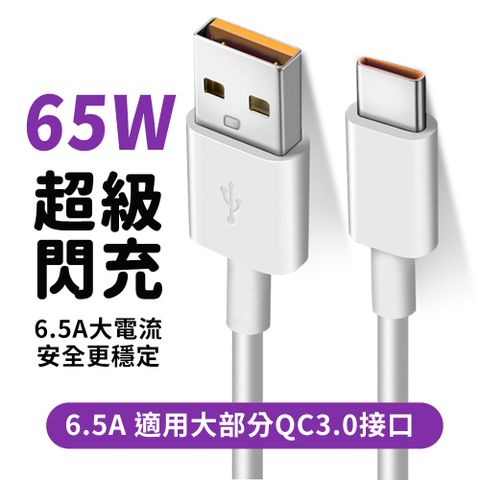 GIX 橙口實標《65W 6.5A》超級閃充 智能 Type c 充電線 1M 三星 快充傳輸線