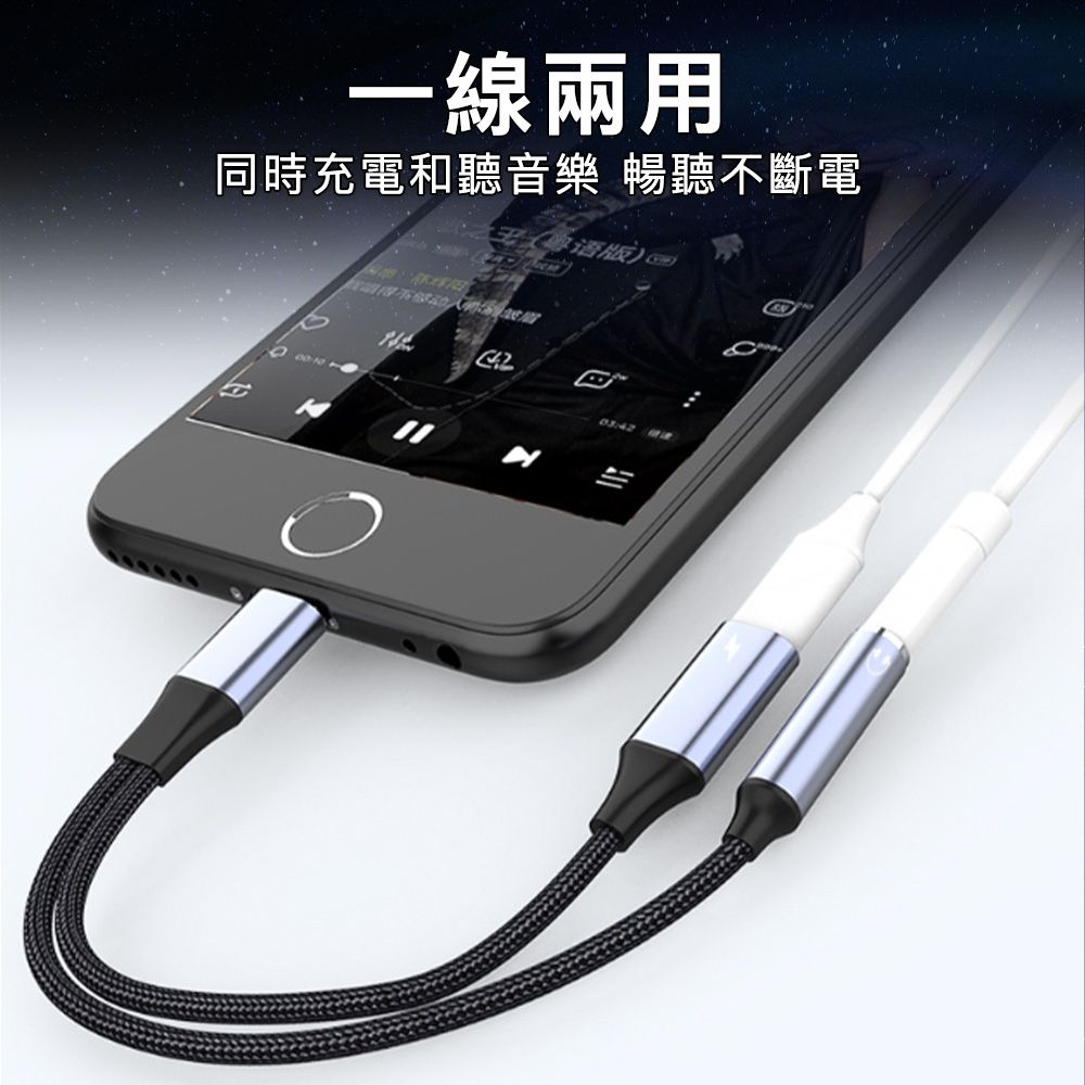 MoZuo 魔宙 Lightning轉3.5mm+Lightning 耳機充電二合一轉接頭