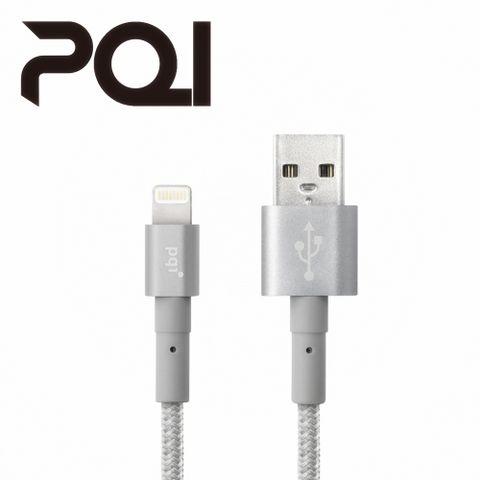 PQI MFI認證 A to L 100cm編織快充線- 北極銀