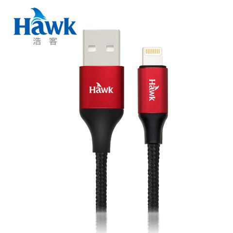 Hawk 浩客 數據傳輸充電二合一功能  Lightning充電傳輸線1.5M MFI 紅