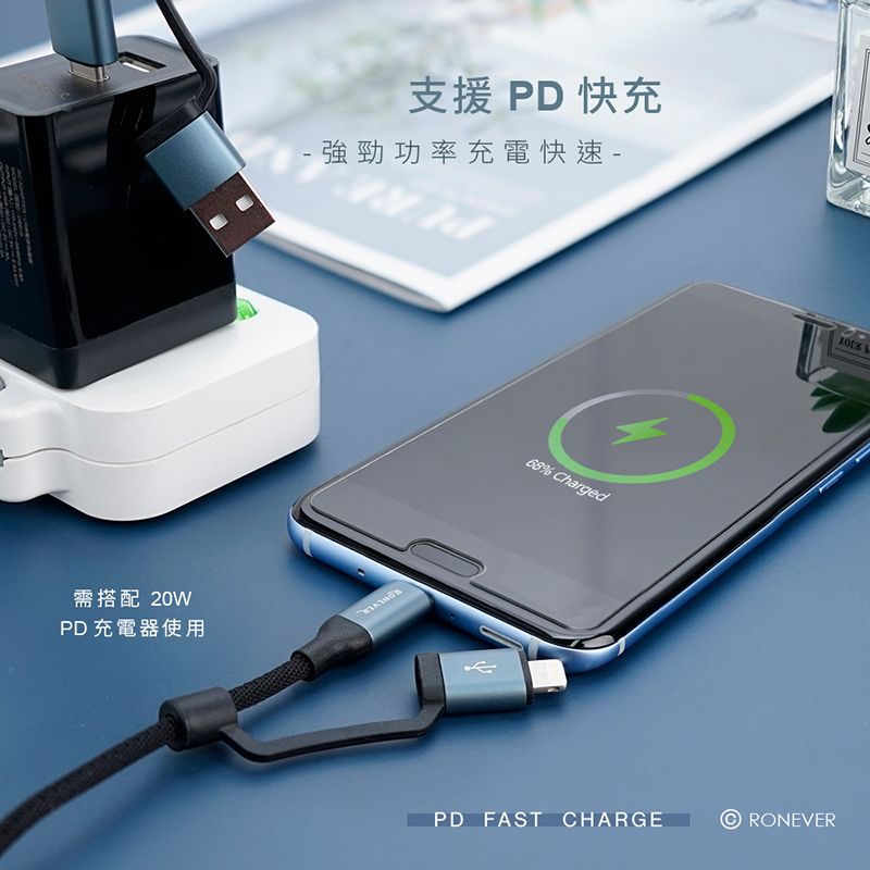 支援PD快充- 強勁功率充電快速-需搭配 20WPD 充電器使用68% Charged PD FAST CHARGERONEVER